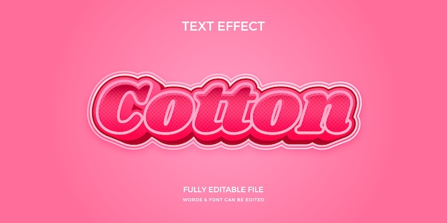 Efecto de texto de algodón rosa intenso degradado