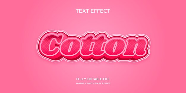 Efecto de texto de algodón rosa intenso degradado