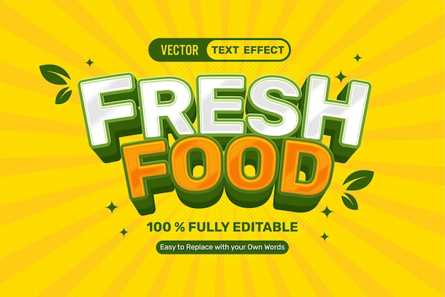 Vector gratuito efecto de texto de alimentos frescos en 3d