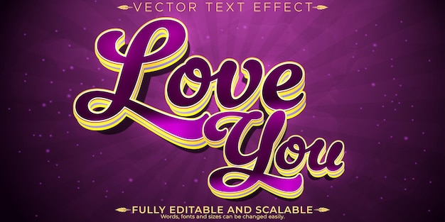 Vector gratuito efecto de texto de amor afecto editable y estilo de fuente personalizable pasión