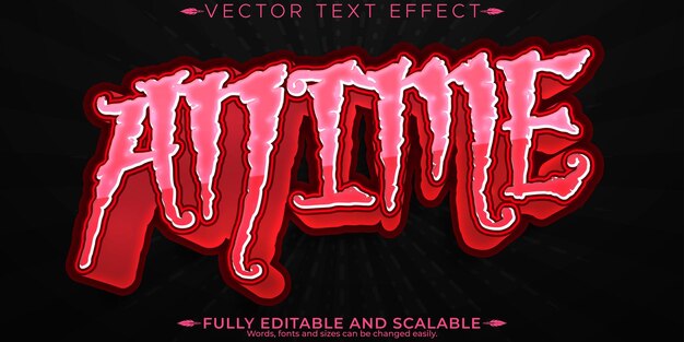 Efecto de texto de anime manga editable y estilo de fuente japonés personalizable