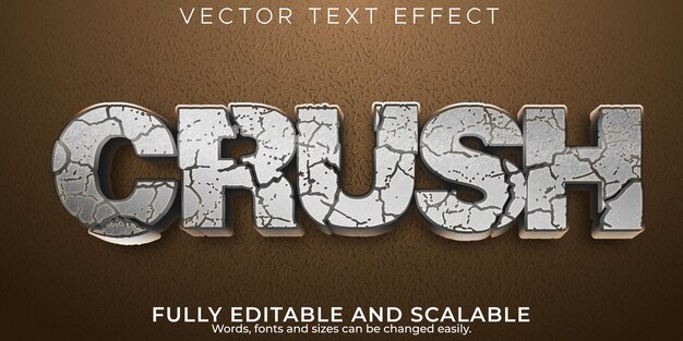 Efecto de texto aplastar piedra, terremoto editable y estilo de texto roto