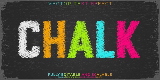 Efecto de texto de arco iris de tiza pizarra editable y estilo de texto escolar