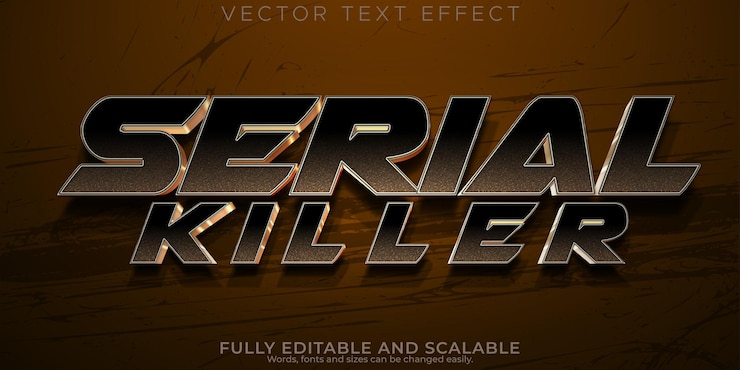 Vector gratuito efecto de texto asesino estilo de texto de película y juego editable