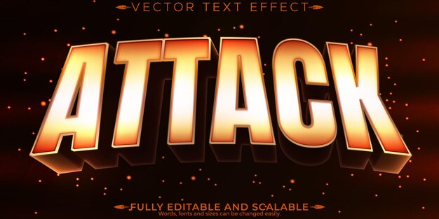 Efecto de texto de ataque estilo de texto de guerra y bomba editable