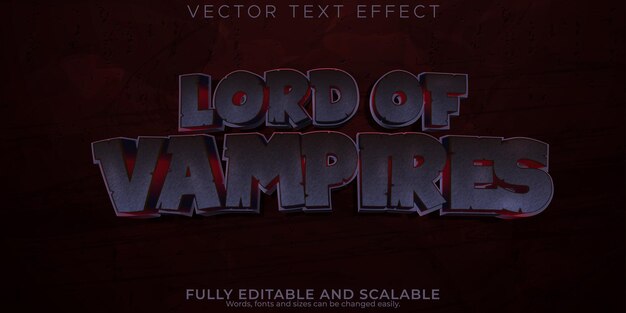 Efecto de texto aterrador de vampiro estilo de texto de terror y pesadilla editable