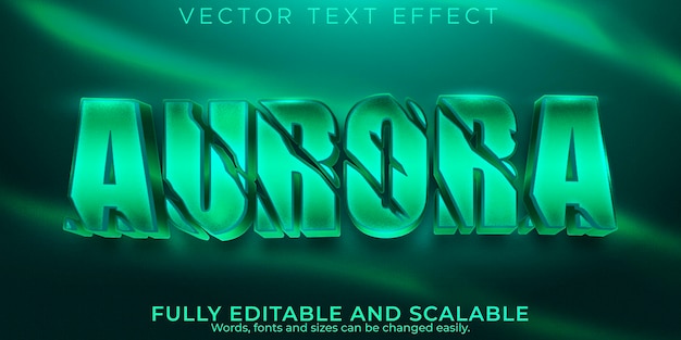 Vector gratuito efecto de texto aurora; estilo de texto editable de norte y terror