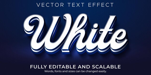 Efecto de texto azul blanco, prestigio editable y estilo de texto de marca