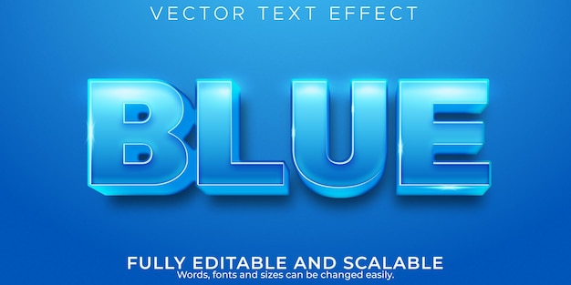 Vector gratuito efecto de texto azul, estilo de texto editable de agua y océano