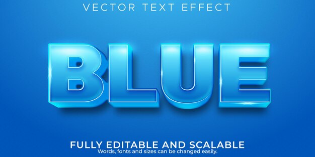 Efecto de texto azul, estilo de texto editable de agua y océano