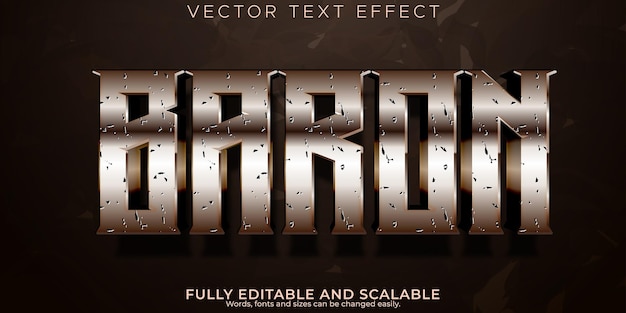 Vector gratuito efecto de texto baron estilo de texto metálico y brillante editable