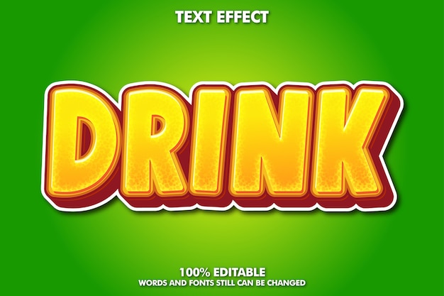 Vector gratuito efecto de texto de bebida, estilo gráfico fresco para producto de bebida