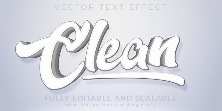 Vector gratuito efecto de texto blanco limpio estilo de texto elegante y sencillo editable
