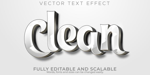 Efecto de texto blanco limpio, estilo de texto elegante simple editable