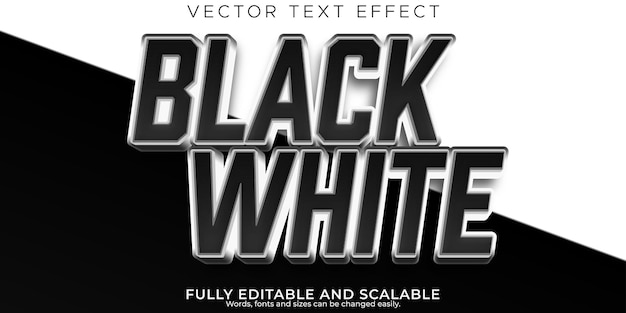 Efecto de texto en blanco y negro editable estilo de texto moderno y de póster