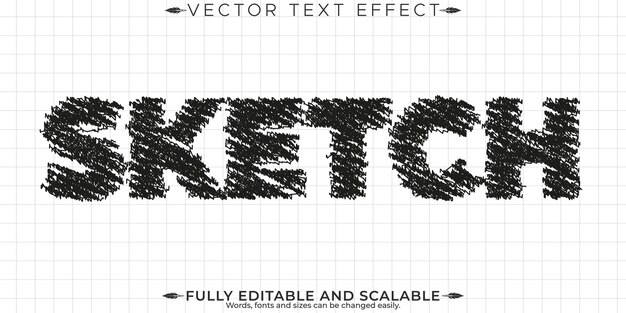 Efecto de texto de boceto dibujo editable y estilo de texto de arquitecto