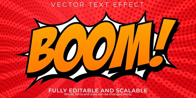 Efecto de texto boom, cómic editable y estilo de texto de voz.
