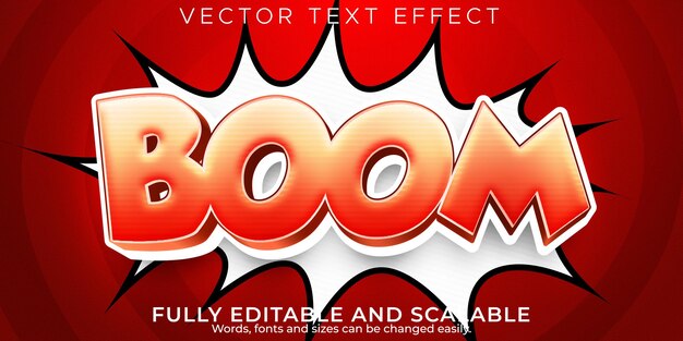Efecto de texto boom popart, cómic editable y estilo de texto de dibujos animados