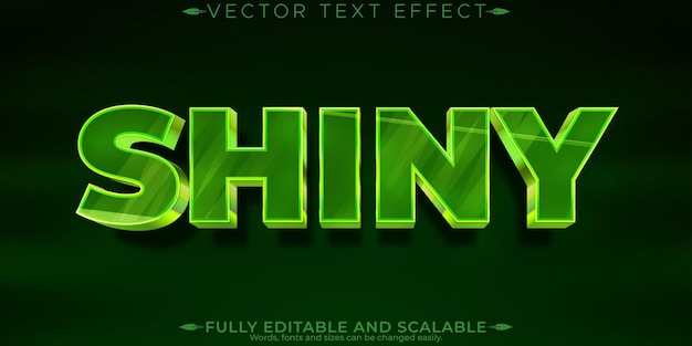 Efecto de texto brillante editable estilo de texto verde y gloria editable