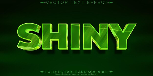 Efecto de texto brillante editable estilo de texto verde y gloria editable