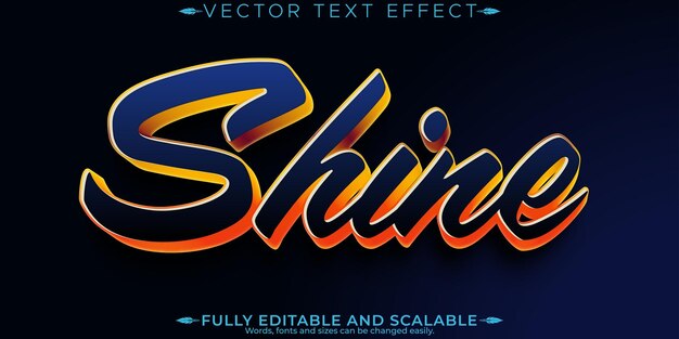 Efecto de texto brillante estilo de texto metálico y brillante editable