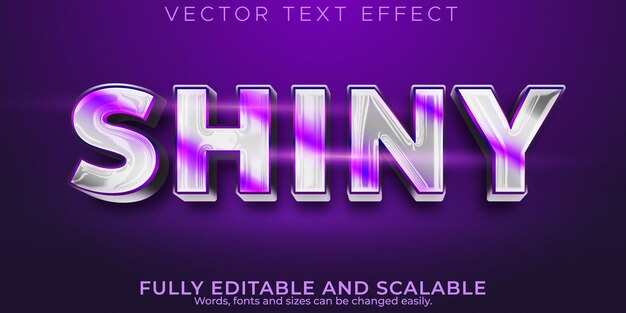 Efecto de texto brillante metálico, lujo editable y estilo de texto elegante