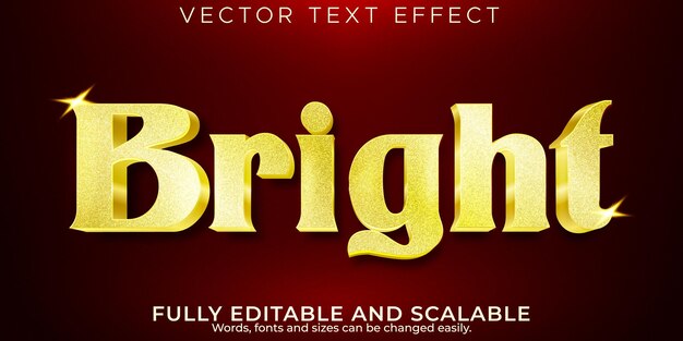 Efecto de texto con brillo dorado, lujo editable y estilo de texto brillante
