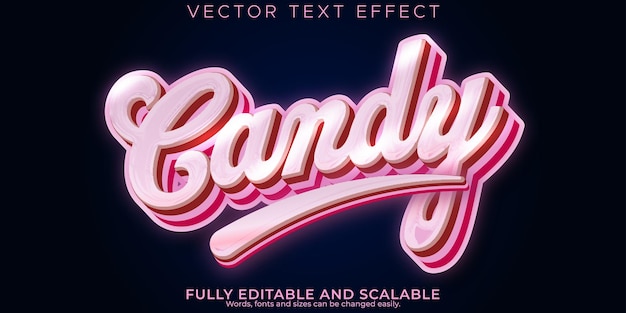 Vector gratuito efecto de texto de caramelo estilo de texto rosa y dulce editable