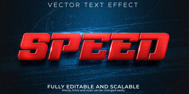 Vector gratuito efecto de texto de carrera de velocidad, estilo de texto editable rápido y deportivo