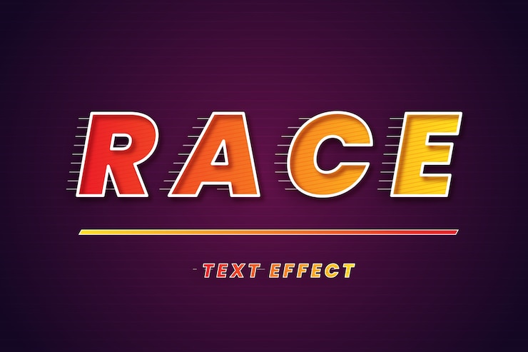 Vector gratuito efecto de texto de carreras realista