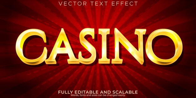 Efecto de texto de casino estilo de texto real y vegas editable