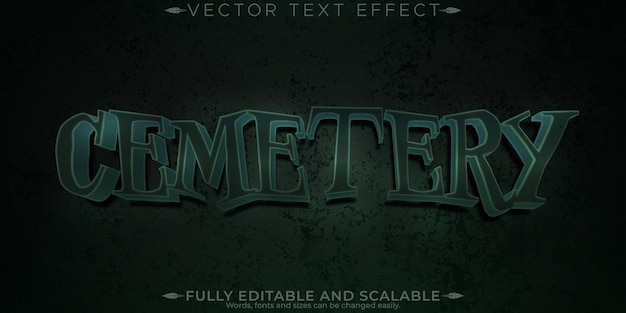 Efecto de texto de cementerio horror editable y estilo de texto aterrador