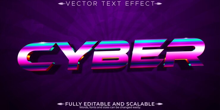 Vector gratuito efecto de texto cibernético editable futuro y estilo de texto de neón