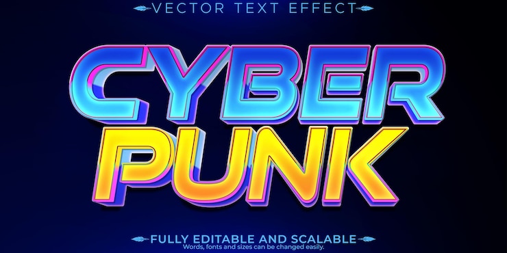 Vector gratuito efecto de texto cibernético futuro editable y estilo de texto de neón