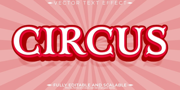 Efecto de texto de circo editable retro y estilo de texto de muestra