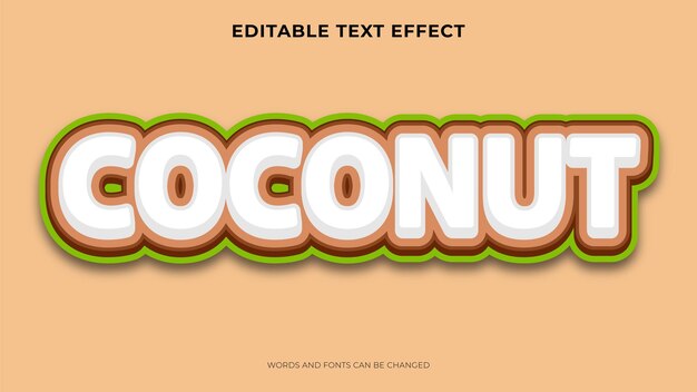 Efecto de texto de coco editable