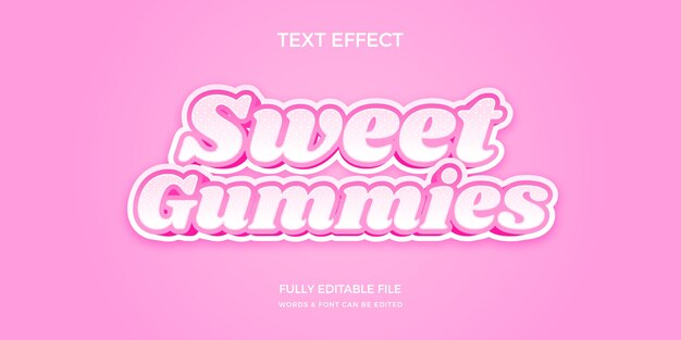 Efecto de texto de color pastel de caramelo con gradiente