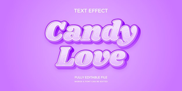 Efecto de texto de color pastel de caramelo con gradiente