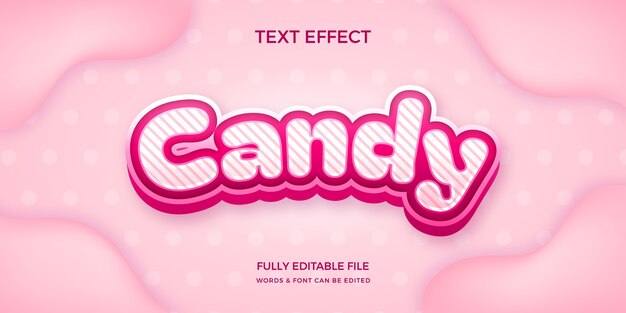 Efecto de texto de color pastel de caramelo con gradiente