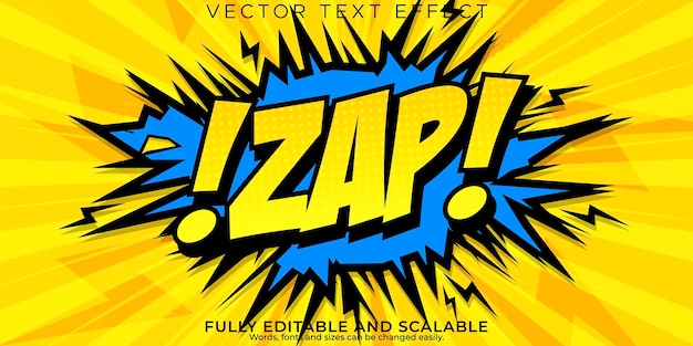 Vector gratuito efecto de texto de cómic, dibujos animados editables y estilo de texto de arte pop.