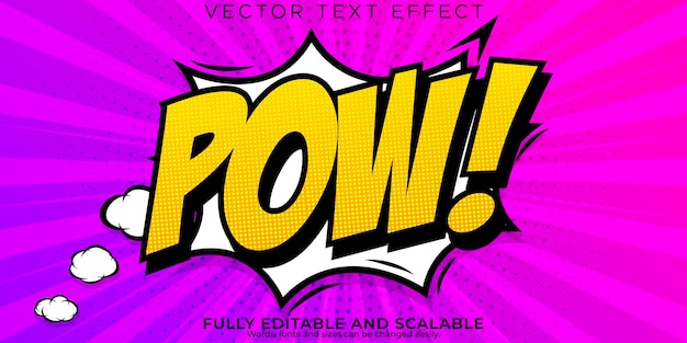 Efecto de texto de cómic, dibujos animados editables y estilo de texto de arte pop.