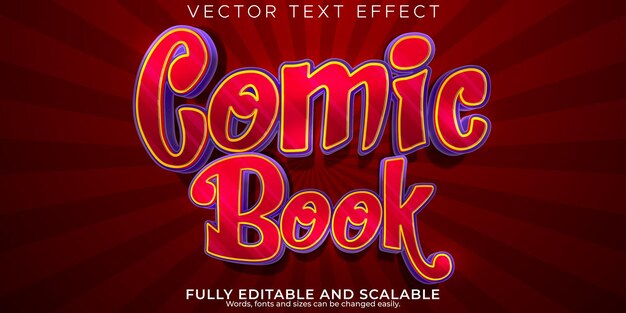 Efecto de texto de cómic, dibujos animados editables y estilo de texto de arte pop.