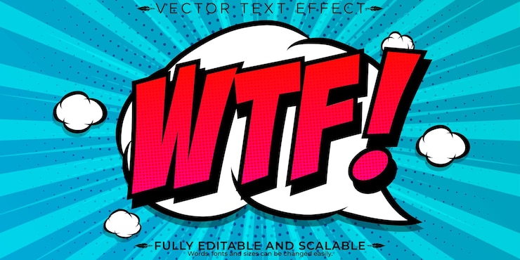 Vector gratuito efecto de texto de cómic, dibujos animados editables y estilo de texto de arte pop.