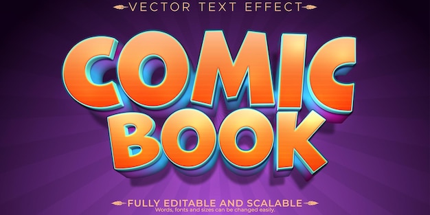 Efecto de texto de cómic dibujos animados editables y estilo de texto para niños