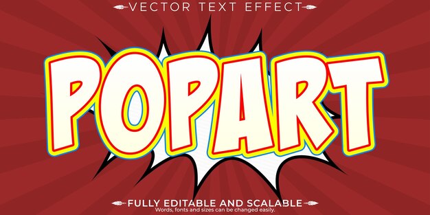 Efecto de texto de cómic estilo de texto de dibujos animados y pop art editable