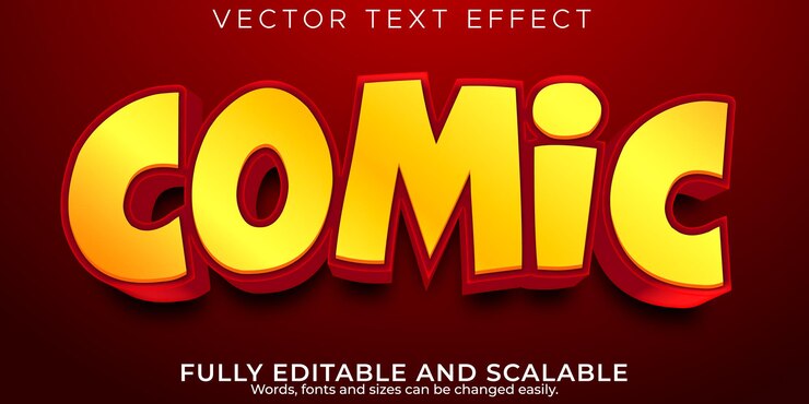 Vector gratuito efecto de texto cómico de dibujos animados, estilo de texto editable para niños y niños