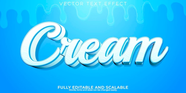 Vector gratuito efecto de texto crema estilo de texto blanco y postre editable