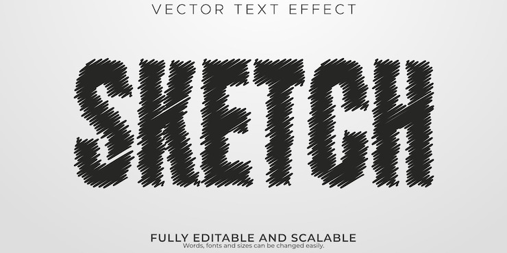 Vector gratuito efecto de texto de croquis logotipo editable y estilo de texto de letra negra