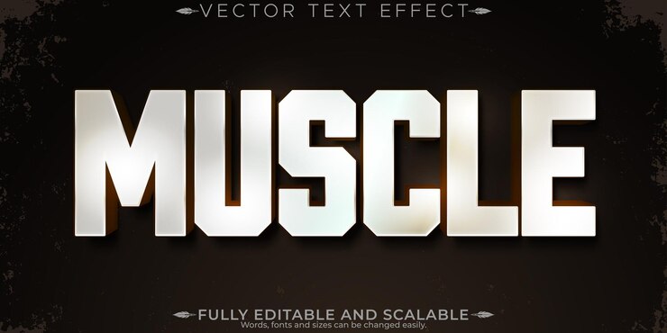 Vector gratuito efecto de texto deportivo editable con estilo y estilo de texto de gimnasio.