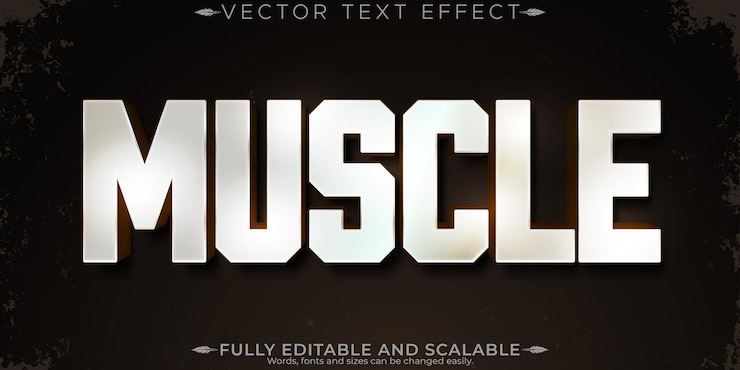 Vector gratuito efecto de texto deportivo editable con estilo y estilo de texto de gimnasio.